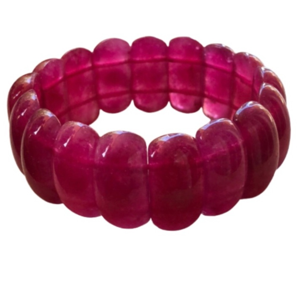 Genuine Agate Raspberry Color Stretch Bracelet - image 1